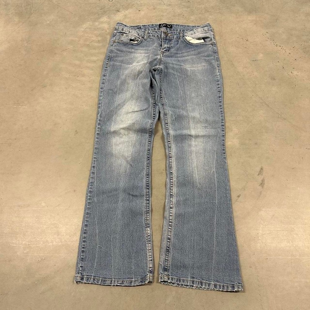 Y2K LEI Grunge Style Light Wash Low Rise Wide Bootcut Jeans